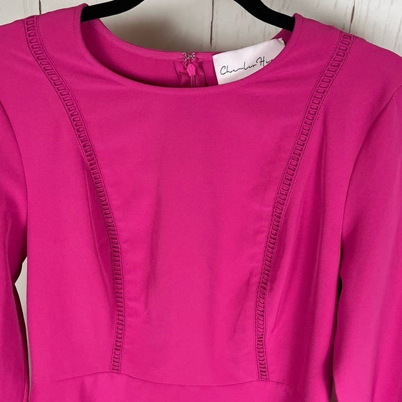 Charles Henry Pink mini dress with long bell sleeves. Medium - Picture 9 of 10